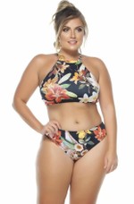 Calcinha Plus Size Tradicional Floral Terroso