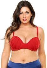 Sutiã Plus Size Bojo, Arco, Drapeado, Vermelho Escuro