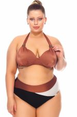 Sutiã Plus Size Drapeado, Arco, Bojo, Amarrado, Cobre