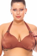Sutiã Plus Size Drapeado, Arco, Bojo, Amarrado, Cobre
