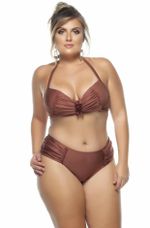 Calcinha Plus Size Drapeada Nas Laterais Na Cor Cobre