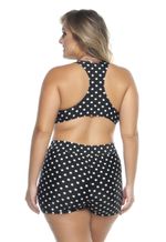Sutiã Plus Size Costas Nadador Poá Preto E Branco