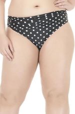 Calcinha Plus Size Drapeada na Cinta Poá Preto e Branco