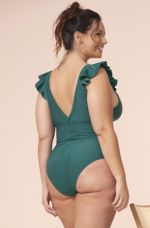 Maiô Plus Size Com Babado Nos Ombros Hortelã