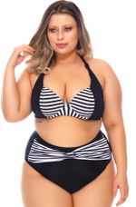 Sutiã Plus Size Bojo, Arco, Preto E Listrado Fino Preto E Branco