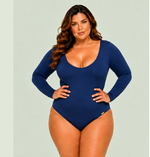 Maiô Plus Size Manga Longa, Blue Night