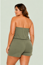 Macaquinho Plus Size Com Bolso, Tomara Que Caia, Alcaparra