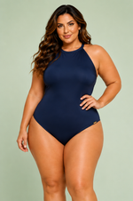 Maiô Plus Size Estilo Gargantilha, Com Bojo, Blue Night
