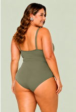 Maiô Tomara Que Caia Plus Size Drapeado Com Bojo E Arco, Alcaparra