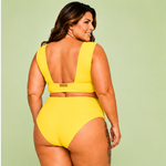 Calcinha Plus Size Hot Pant Inteira, Sem Recortes, Amarelo