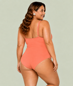 Maiô Tomara Que Caia Plus Size Drapeado Com Bojo E Arco Coral Doce