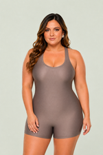 Maiô Plus Size Macaquinho Castanho