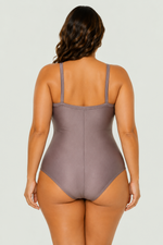 Maiô Plus Size Com Arco E Bojo, Castanho