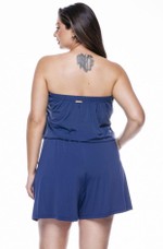 Macaquinho Plus Size Com Bolso, Tomara Que Caia, Azul Marinho