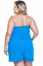 Macaquinho Plus Size Com Bolso, Tomara Que Caia, Azul Grécia