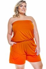Macaquinho Plus Size Com Bolso, Tomara Que Caia, Açafrão