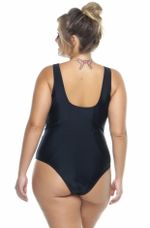 Maiô Plus Size Busto Transpassado Duplo Preto, Croco, Telha
