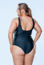 Maiô Plus Size Busto Transpassado Duplo, Preto, Castanho, Croco