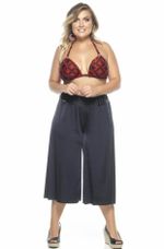 Saia Calça Estilo Pantacourt Plus Size, Sem Bolso, Preto