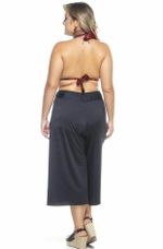 Saia Calça Estilo Pantacourt Plus Size, Sem Bolso, Preto
