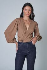 Cachcouer Tricot Aysel Bordado Pérolas Grandes