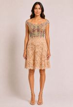 Vestido bordado busto sem mang