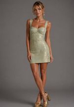 Vestido Verde com Dourado Curto