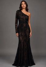 Vestido Renda Um Ombro Só Nesgas Saia