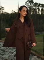 BLAZER FORRADO  MALU - Risca  Marrom