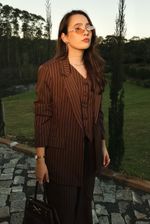 BLAZER FORRADO  MALU - Risca  Marrom