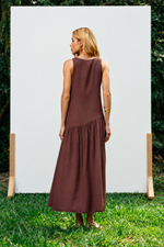 VESTIDO REGATA ASSIMÉTRICO OLÍVIA - Marrom cacau