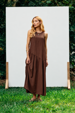 VESTIDO REGATA ASSIMÉTRICO OLÍVIA - Marrom cacau