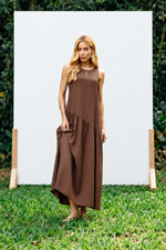VESTIDO REGATA ASSIMÉTRICO OLÍVIA - Marrom cacau