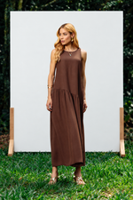 VESTIDO REGATA ASSIMÉTRICO OLÍVIA - Marrom cacau