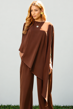BLUSA ASSIMÉTRICA JU - Marrom Cappuccino