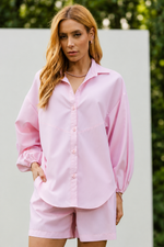 CAMISA BUFANTE MILA - Listra rosa