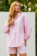 CAMISA BUFANTE MILA - Listra rosa