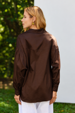 CAMISA COM RECORTES DEIA - Marrom espresso