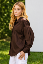 CAMISA COM RECORTES DEIA - Marrom espresso