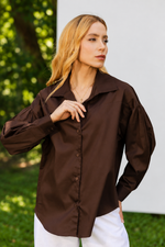 CAMISA COM RECORTES DEIA - Marrom espresso