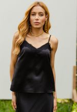 BLUSA DE ALÇA COM RENDA ALI - Preto