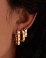 Brinco Argola Retangular Dourada P, M ou G