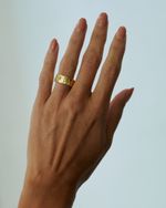 Anel Chapa Martelado Dourado