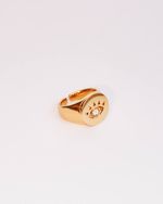 Anel Olho Grego Com Mini Zircônia Dourado