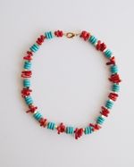 Colar Pastilha Turquesa & Coral 