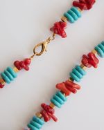 Colar Pastilha Turquesa & Coral 