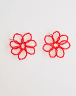 Brinco Maxi Flor Pétala Vazada Vermelho