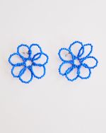 Brinco Maxi Flor Pétala Vazada Azul