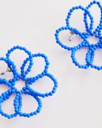 Brinco Maxi Flor Pétala Vazada Azul