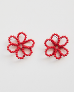 Brinco Mini Flor Pétala Vazada Vermelho